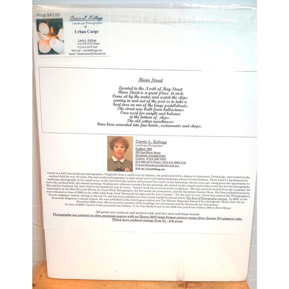 "River Street" Matted Print Photography Art 11x14 Savannah GA By Carrie L Kellog - Picture 3 of 4